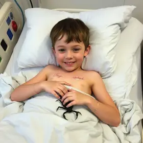 extubação menino escorpião